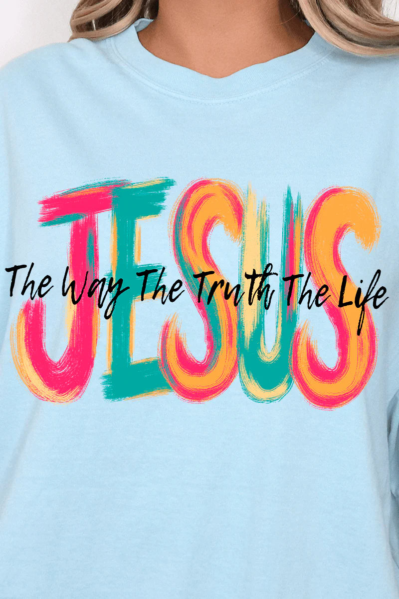 Womens Brushstroke Jesus Chambray Comfort Colors Adult Ring-Spun Cotton Tee