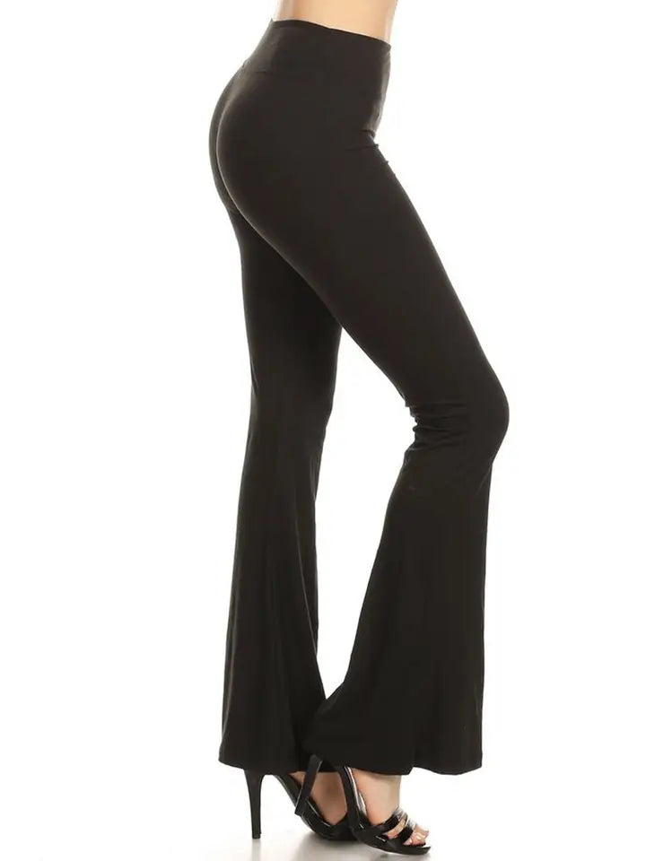 Womens Black Buttery Soft High Waist Solid Palazzo Pants
