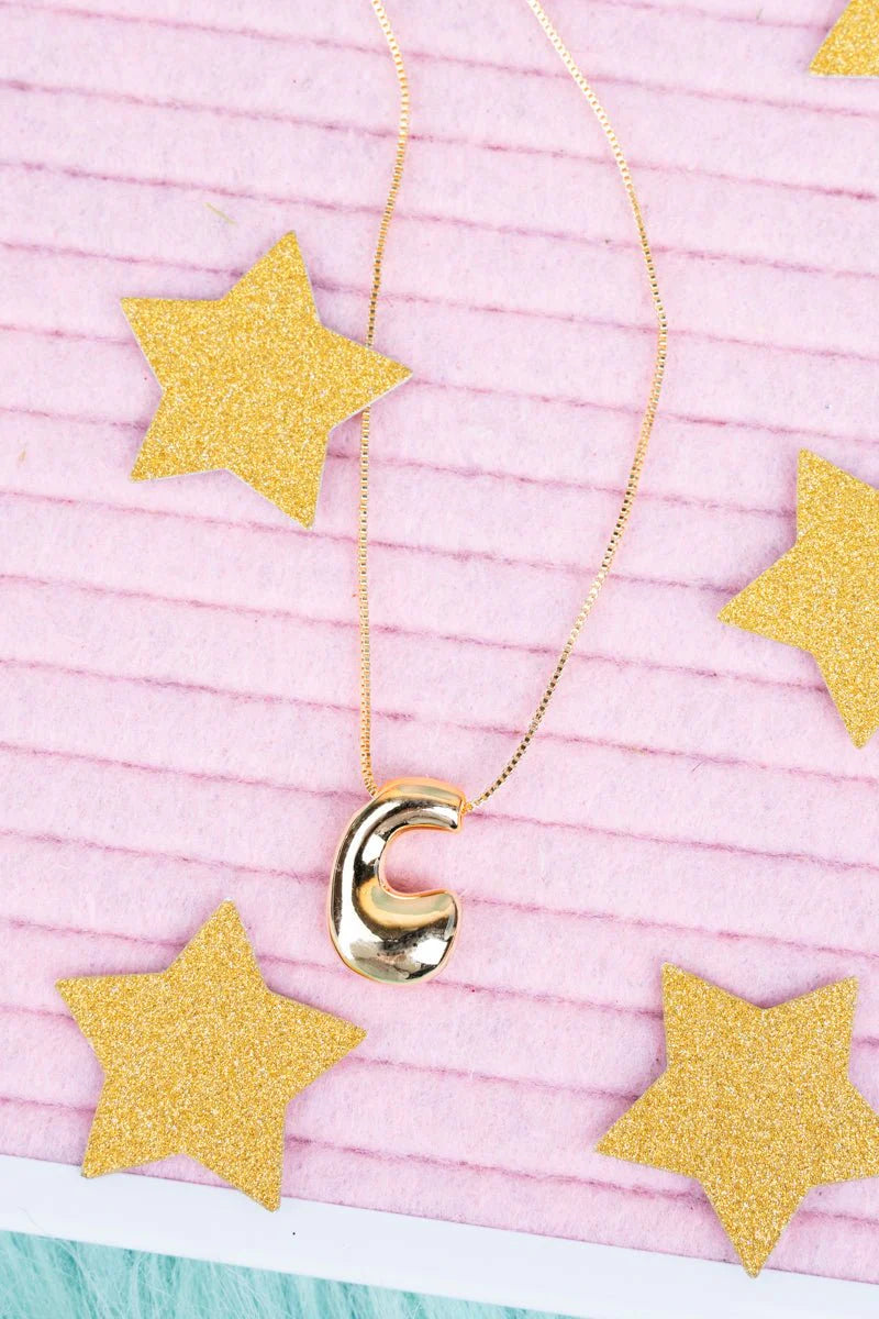 Crystal Avenue Goldtone Bubble Initial 'C' Necklace