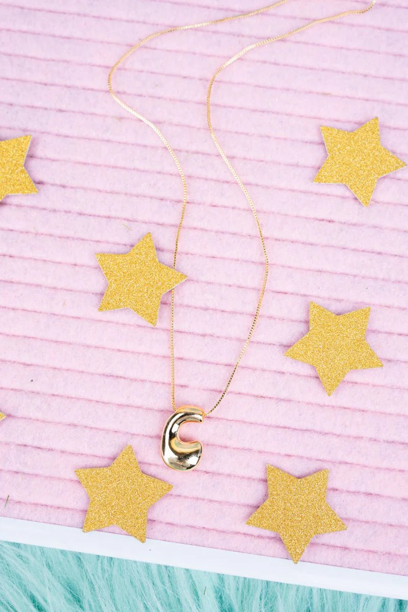 Crystal Avenue Goldtone Bubble Initial 'C' Necklace