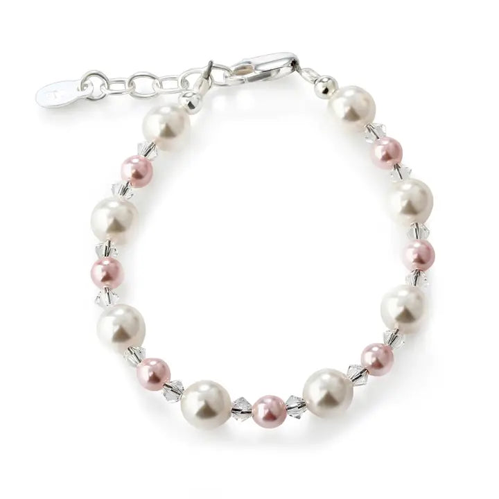 Sterling Silver Pink and White Pearl Bracelet - Caroline