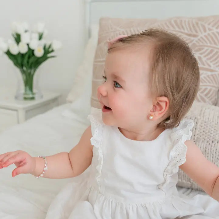 Sterling Silver Pink and White Pearl Bracelet - Caroline