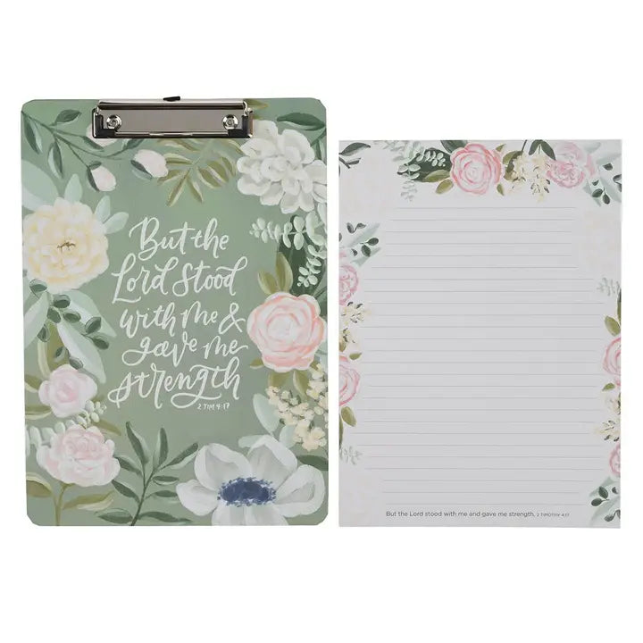 Clipboard with Pad Floral But the Lord Stood with Me 1 Tim 4:17