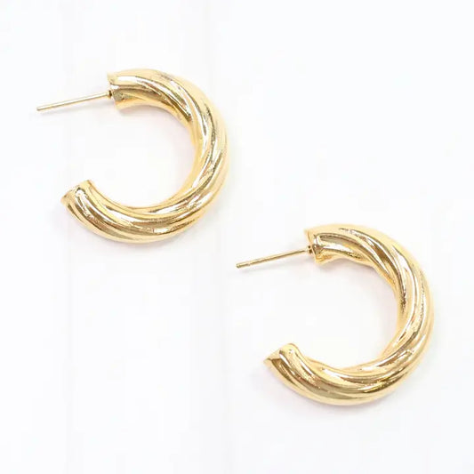 Caroline Hill Cornelius Twisted Hoop Earring Shiny Gold