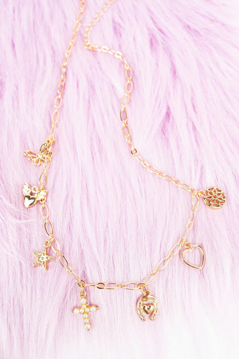 Crystal Avenue Pearl Cross Goldtone Charm Necklace