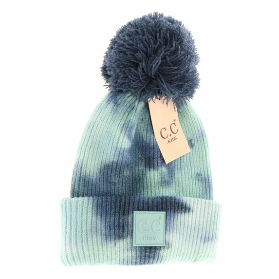 C.C Kids Tie Dye Pom Beanie Deep Teal/Seagreen