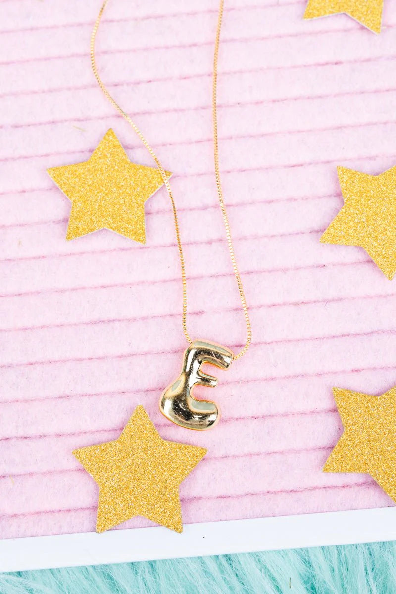 Crystal Avenue Goldtone Bubble Initial 'E' Necklace