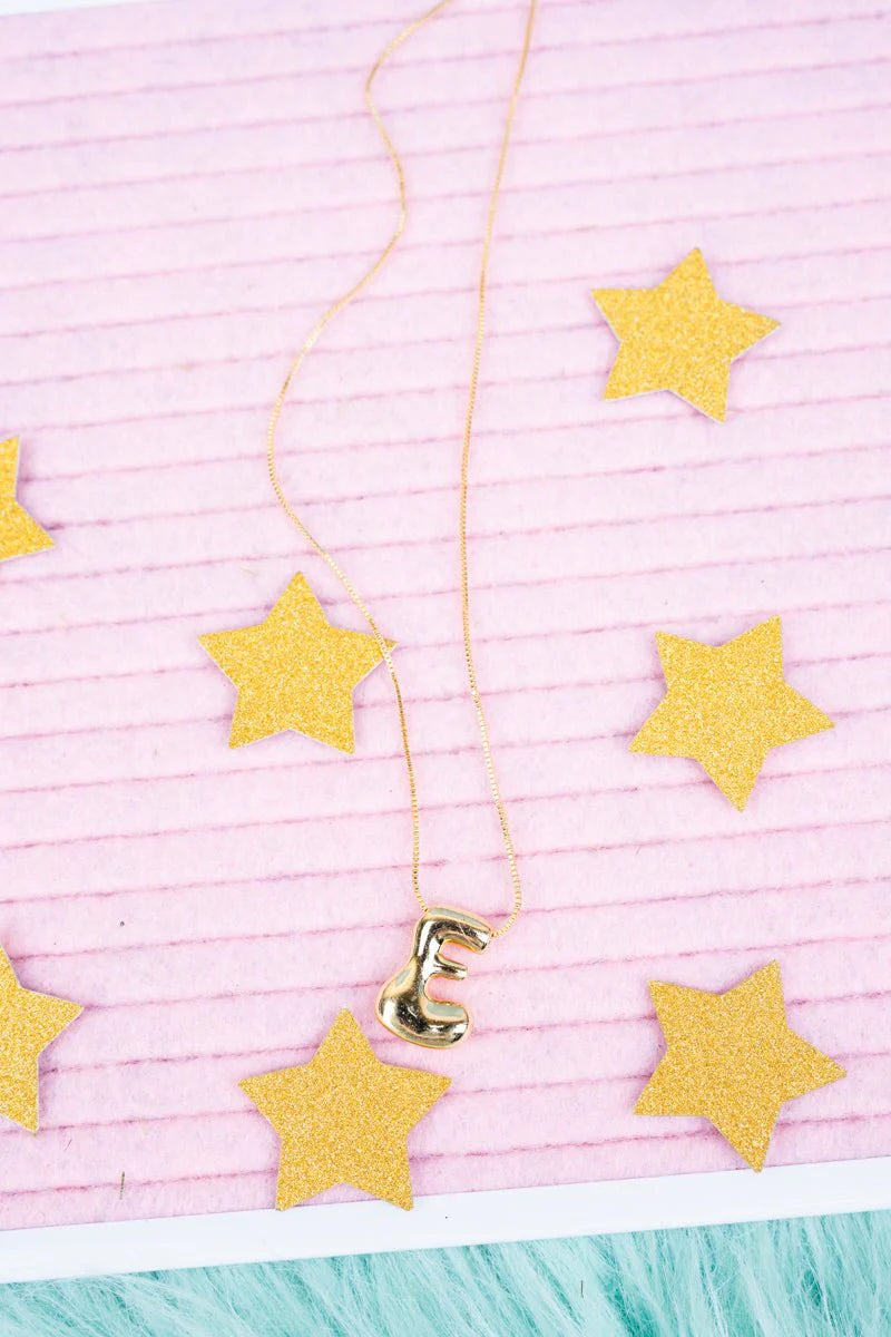 Crystal Avenue Goldtone Bubble Initial 'E' Necklace