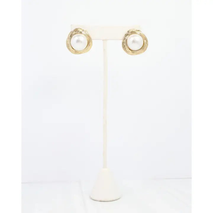 Caroline Hill Enoch Pearl Stud Earring Gold