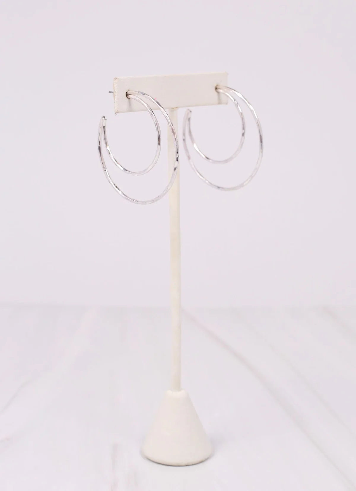 Caroline Hill Worn Silver Quentin Open Hoop Earrings