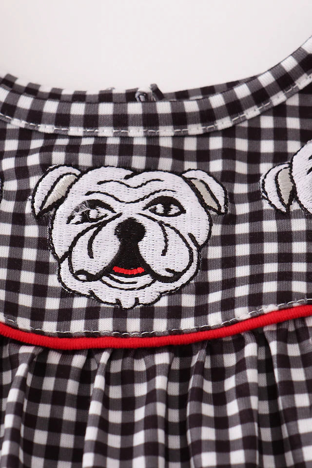 Girls Georgia Bulldog Embroidery Plaid Bloomer Set