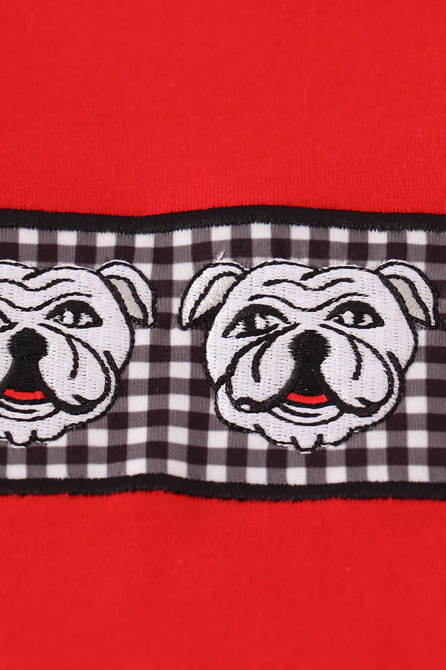 Girls Georgia Bulldog Embroidery Ruffle Pants Set