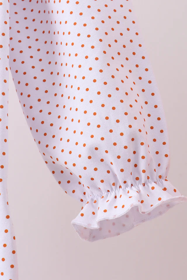 Girls Orange Turkey Embroidery Ruffle Pants Set