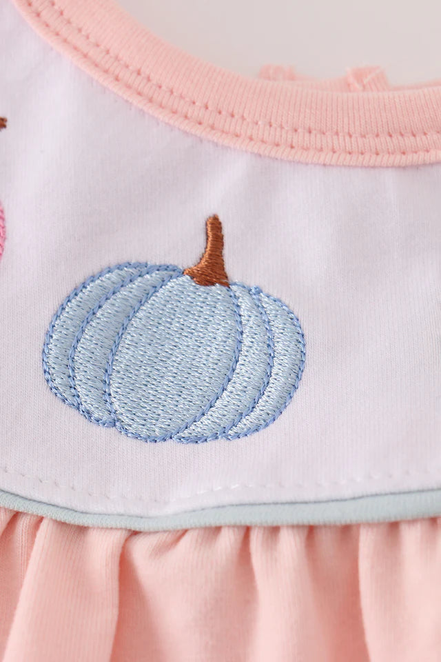 Girls Pumpkin Pink Embroidery Bubble