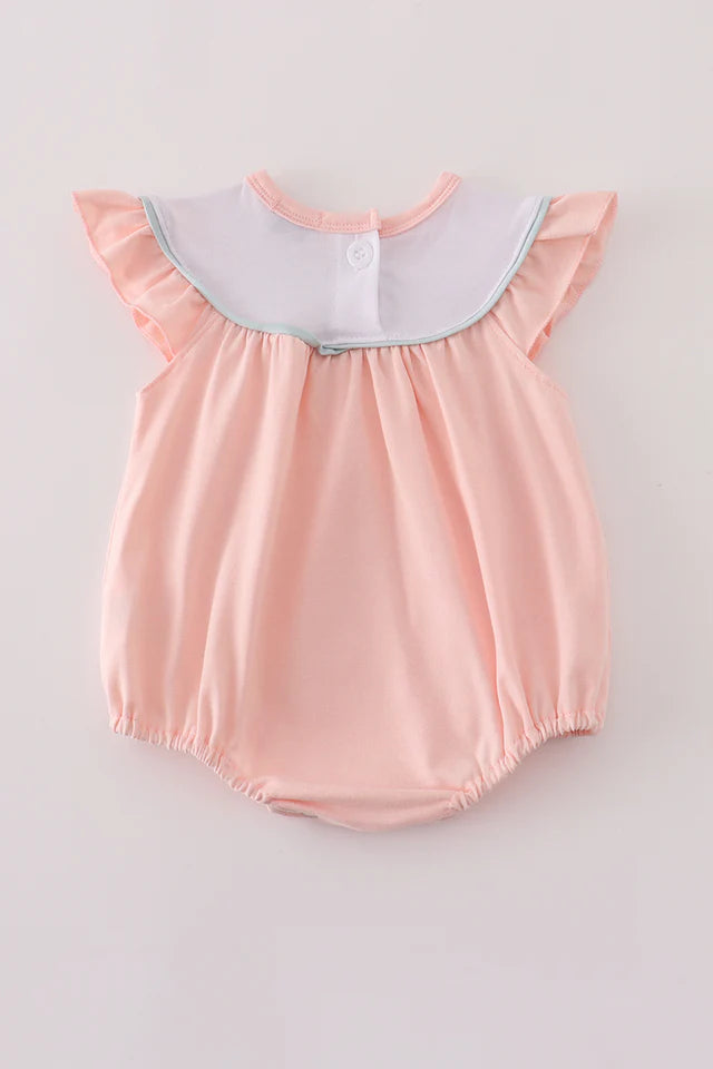 Girls Pumpkin Pink Embroidery Bubble