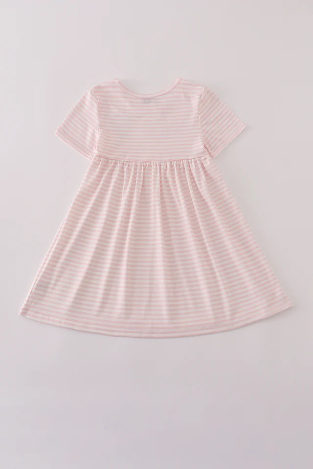 Girls Scarecrow Embroidery Stripe Dress