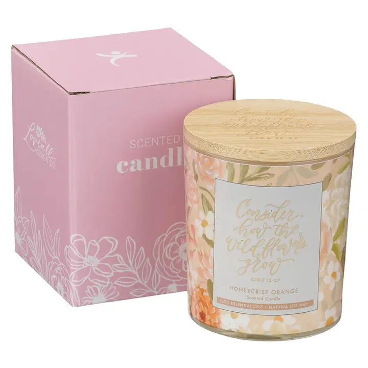 Glass Candle Bamboo Lid Consider How Wildflowers Lk 12:27