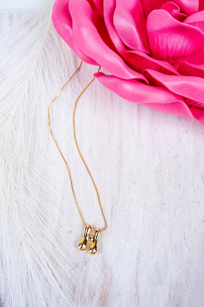 Crystal Avenue Goldtone Bubble Initial 'H' Necklace