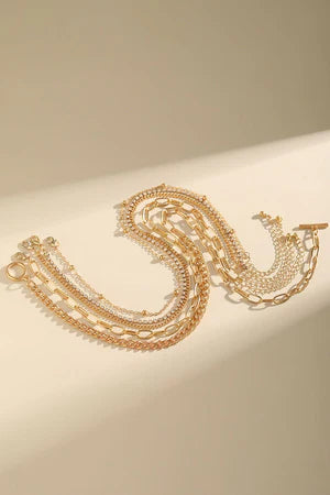 Mixing Things Up Goldtone And Crystal Five Necklace Set