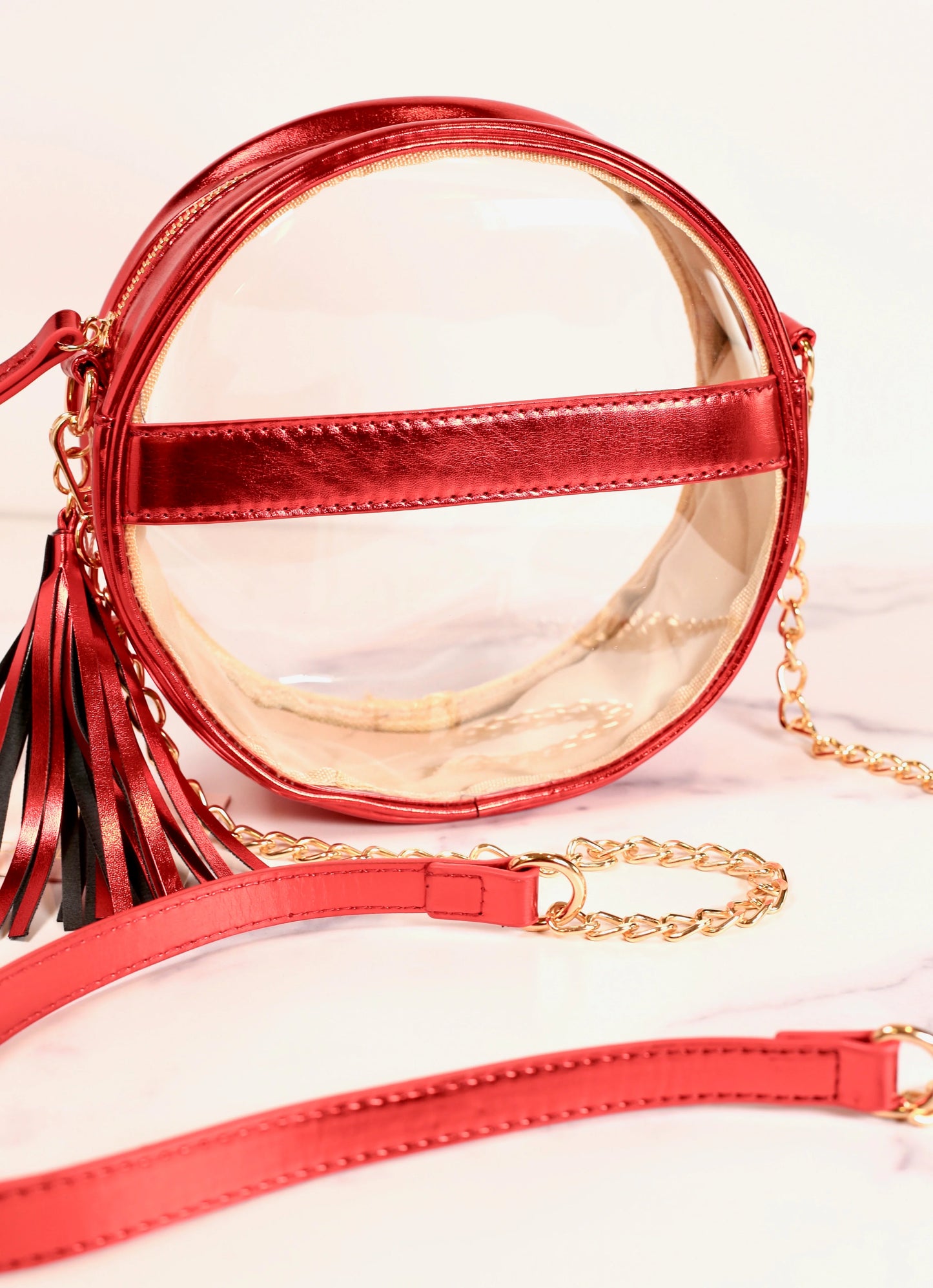 Madison Clear Crossbody METALLIC RED