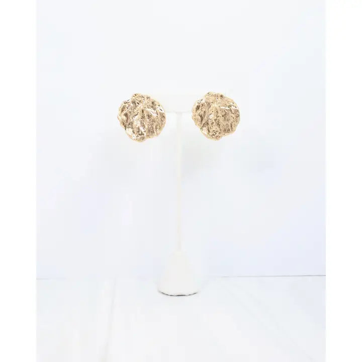Caroline Hill Ingham Textured Round Earring Worn Gold