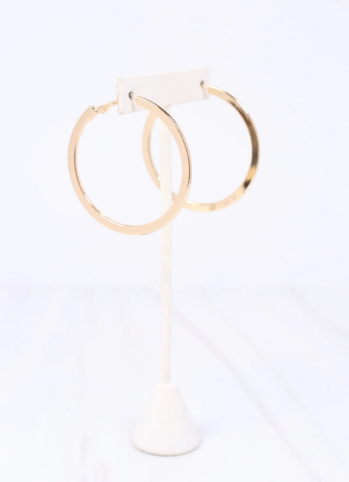 Caroline Hill Shiny Gold Suffield Flat Hoop Earrings