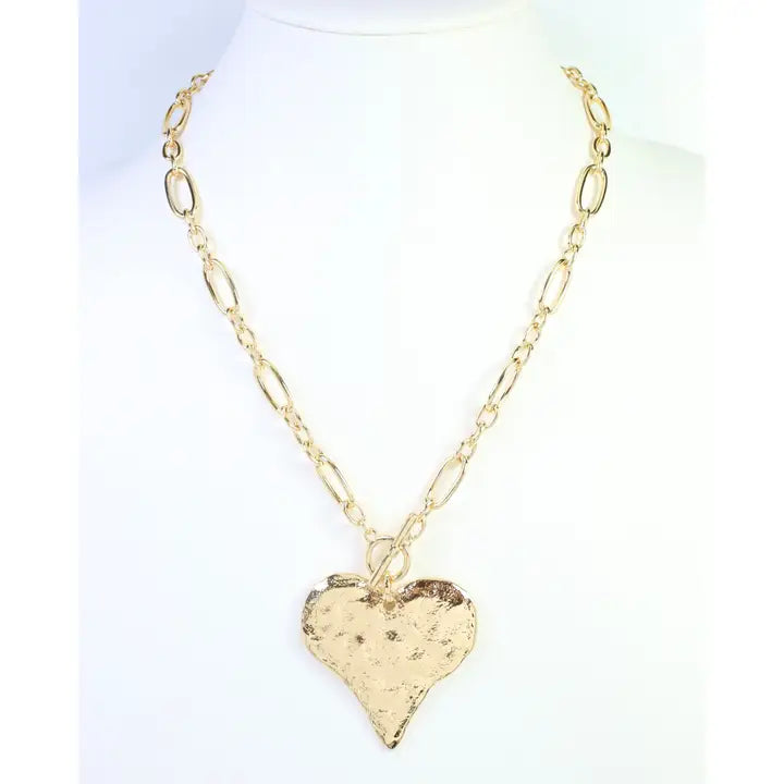 Caroline Hill Jovie Heart Pendant Toggle Necklace Gold
