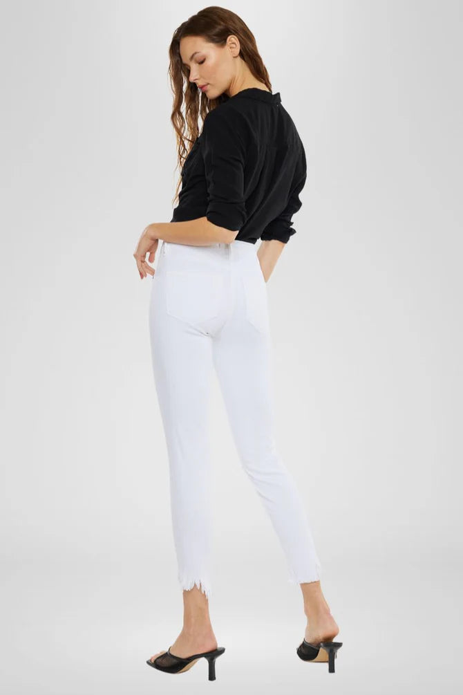 Kancan Womens White Dayana High Rise Ankle Skinny Jeans