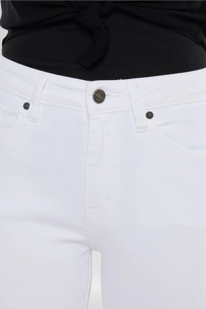 Kancan Womens White Dayana High Rise Ankle Skinny Jeans
