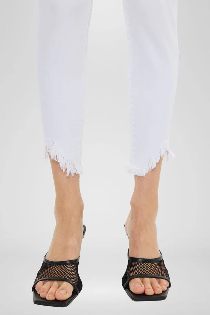 Kancan Womens White Dayana High Rise Ankle Skinny Jeans