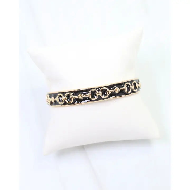 Caroline Hill Kaylene Horsebit Cuff Bracelet Black
