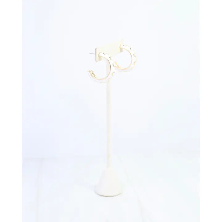 Caroline Hill Kaylene Horsebit Hoop Earring White