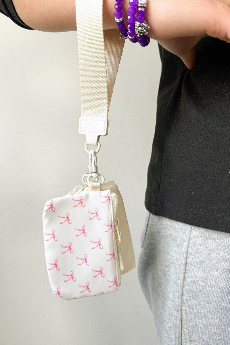Zenana Beige/Off White Dual Pouch Wristlet Keychain Wallet