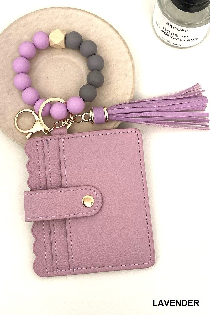 Zenana Lavender Beaded Bracelet Keychain Holder Wallet
