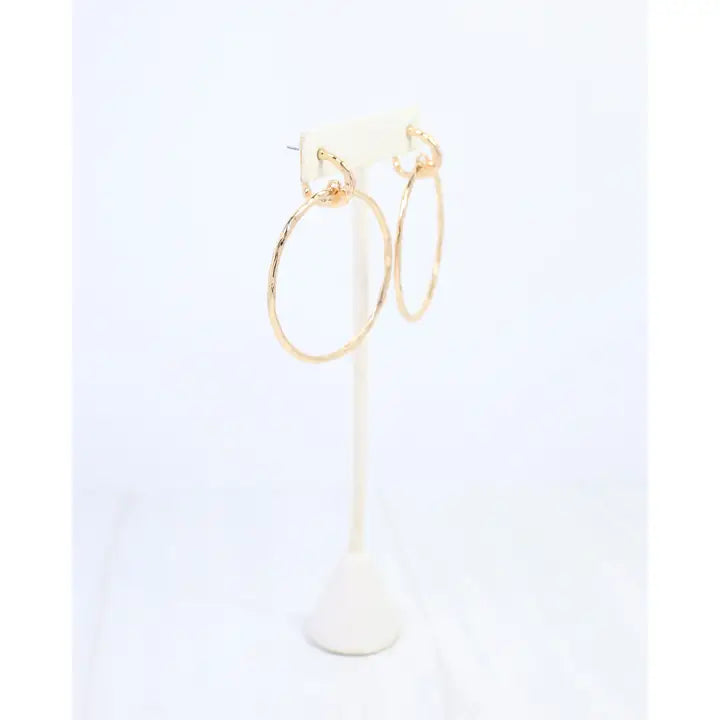 Caroline Hill Lydia Hammered Hoop Earring Gold