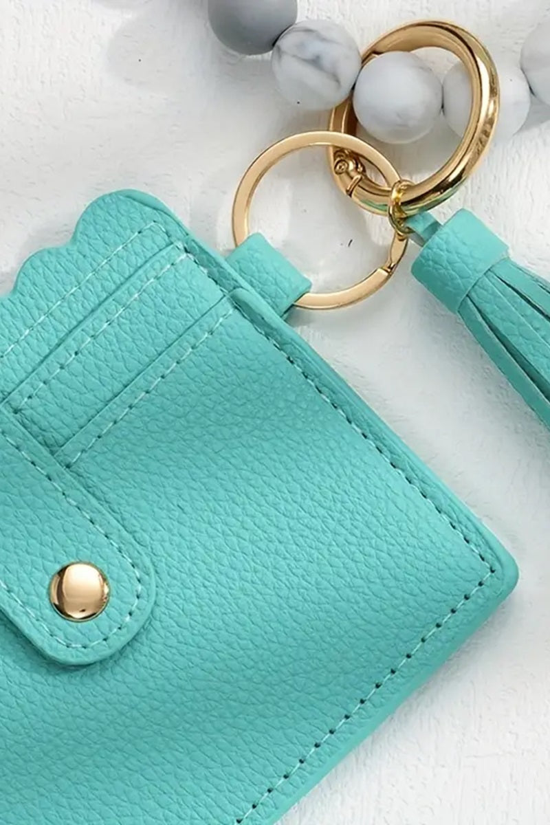 Zenana Mint Beaded Bracelet Keychain Holder Wallet