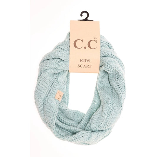 Kids Mint Solid Cable Knit C.C Infinity Scarf