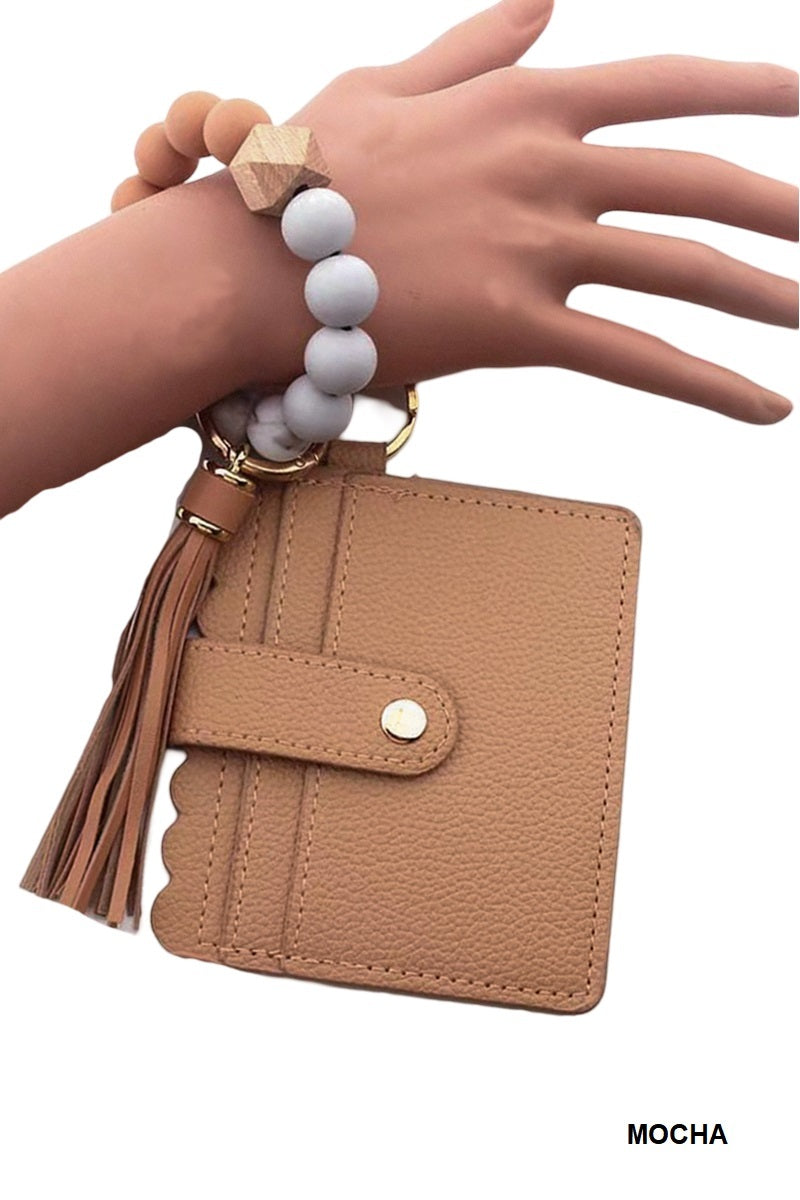 Zenana Mocha Beaded Bracelet Keychain Holder Wallet