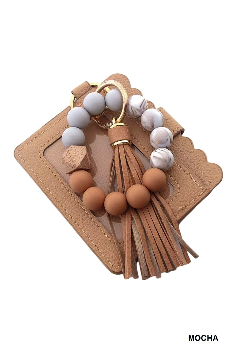 Zenana Mocha Beaded Bracelet Keychain Holder Wallet