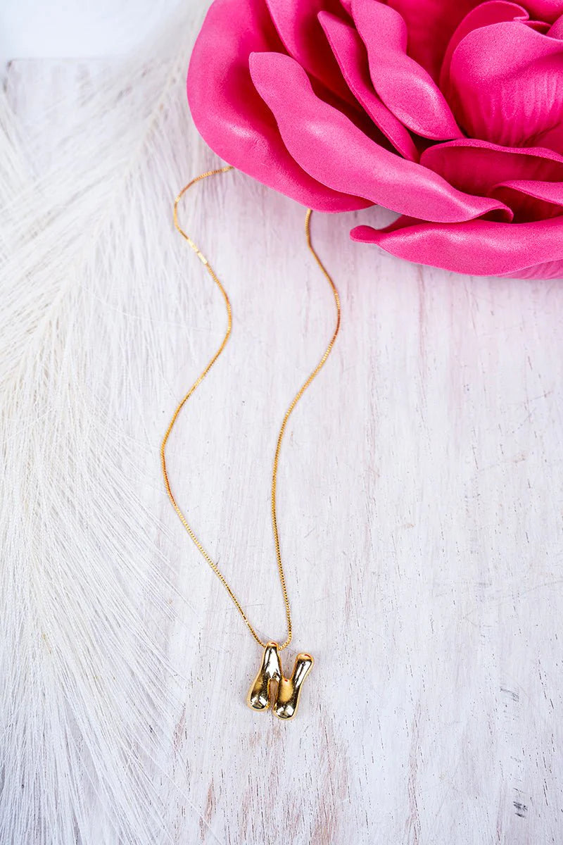 Crystal Avenue Goldtone Bubble Initial 'N' Necklace