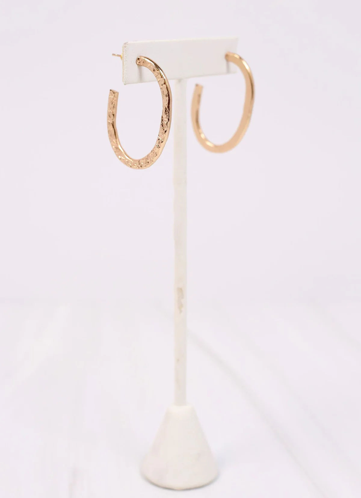 Caroline Hill Gold Chevre Hammered Hoop Earrings