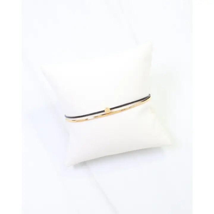 Caroline Hill Paula Cord and Chain Bracelet Black
