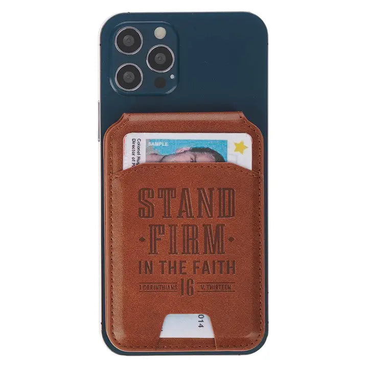 Phone Wallet Magnetic Brown Stand Firm 1 Cor. 16:13