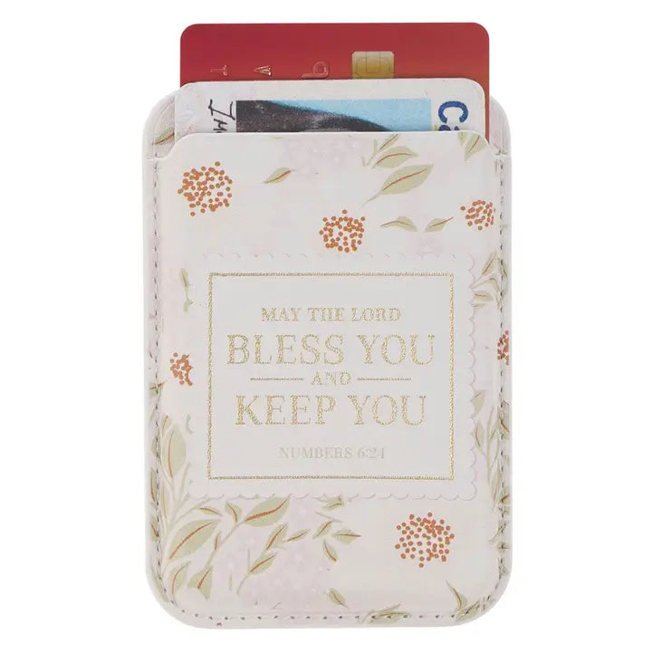 Phone Wallet Magnetic Floral Bless You and Keep You Num 6:24