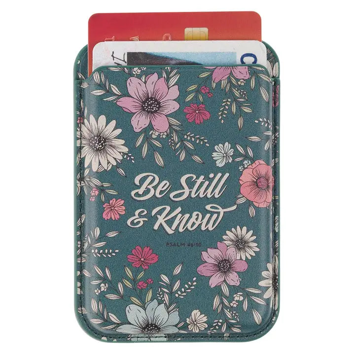 Phone Wallet Magnetic Teal Be Still & Know Ps. 46:10