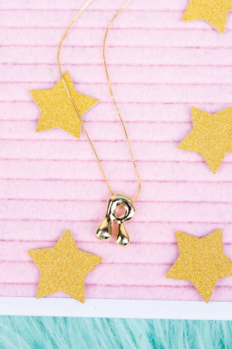 Crystal Avenue Goldtone Bubble Initial 'R' Necklace