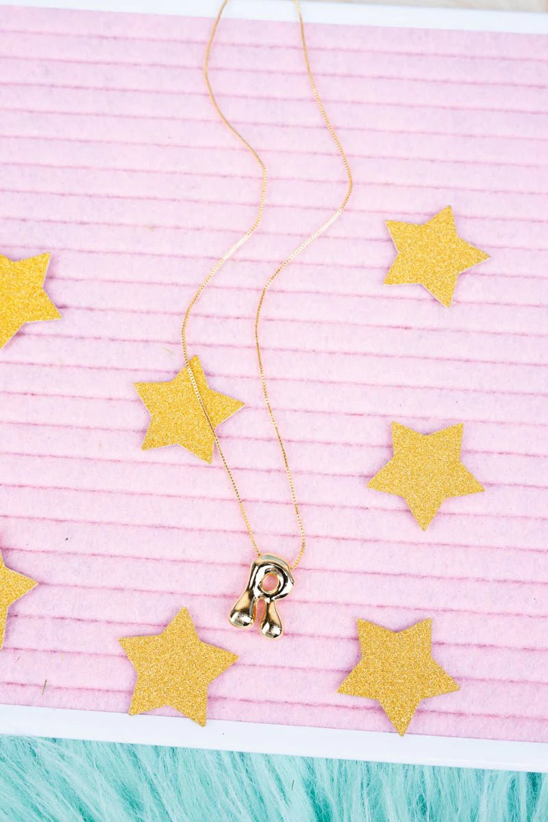 Crystal Avenue Goldtone Bubble Initial 'R' Necklace