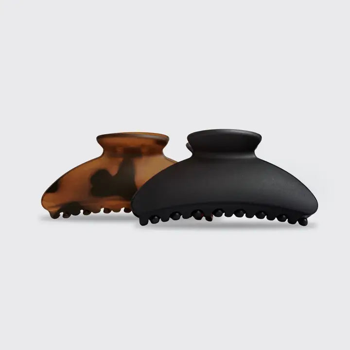 Kitsch Recycled Plastic Medium Claw Clips 2pc - Black & Tort