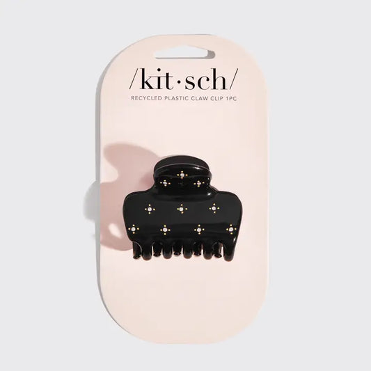 Kitsch Recycled Plastic Rhinestone Medium Puffy Claw Clip 1pc-Black
