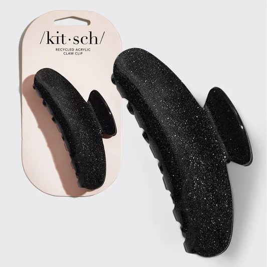 Kitsch Recycled Plastic Claw Clip - Black Glitter